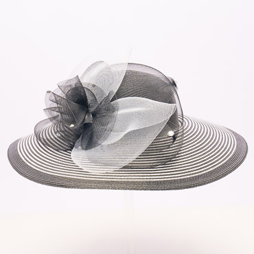 Two Tone Setup 5 Inch Brim Hat With Crinoline Bow | SUN YORKOS display picture 1