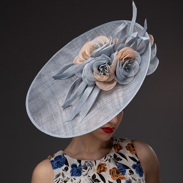 Large Sinamay Saucer With Two Tone Large Flower Fascinator Headband