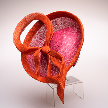 Fuchsia / Orange Two Tone Fascinator With Loop Design Trimming On Top Headband