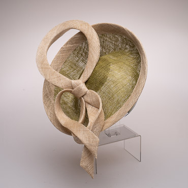 Olive / Natural Two Tone Fascinator With Loop Design Trimming On Top Headband