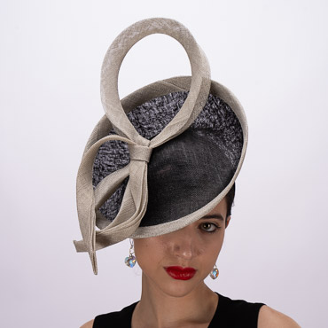 Two Tone Fascinator With Loop Design Trimming On Top Headband
