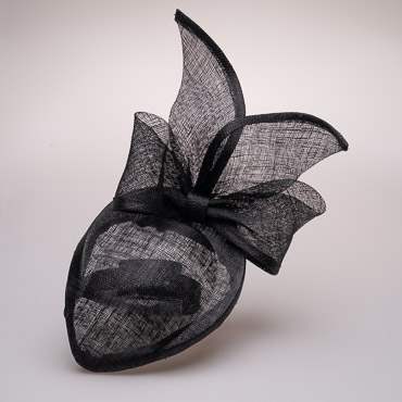 Black Big Bow In The Back Of The Sinamay Pillbox Fascinator Adding Height