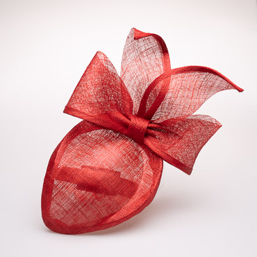 Red Big Bow In The Back Of The Sinamay Pillbox Fascinator Adding Height
