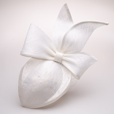 White / Black Big Bow In The Back Of The Sinamay Pillbox Fascinator Adding Height