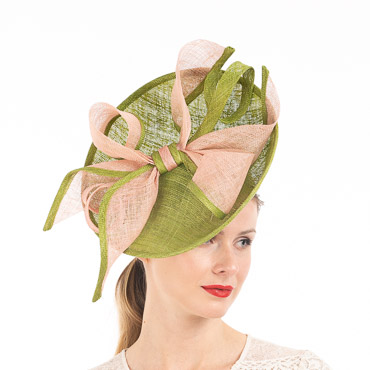 Beautiful Two Tone Bow On Top Of Sinamay Saucer Fascinator Headband