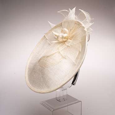 Ivory Sinamay Flower On Top And Botton Of The Saucer Fascinator Headband