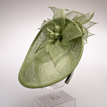 Lime Sinamay Flower On Top And Botton Of The Saucer Fascinator Headband