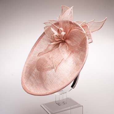 Lt. Pink Sinamay Flower On Top And Botton Of The Saucer Fascinator Headband