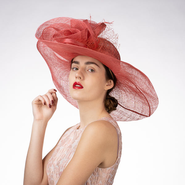 NWT Beautiful Dress Hat / Church Hat by KaKyCo Flower with Pleats Down Brim Church Hat, Ice Blue - KaKyCO  main image 4