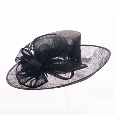 Black Sinamay Summer Hat Sinamay Ribbon Around The Crown With Brim