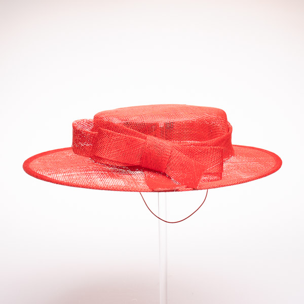 Red Sinamay Sailor Hat With Sinamay Bow Around The Crown  display picture 1