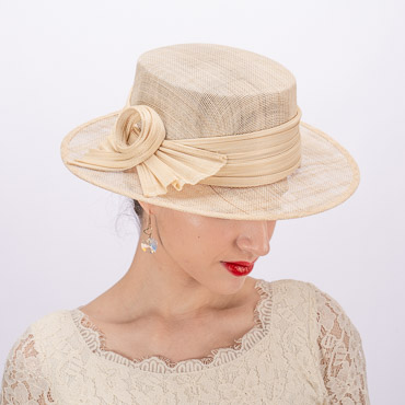 Sinamay Flat Top With Jinsun Buntal Loop Sailor Hat