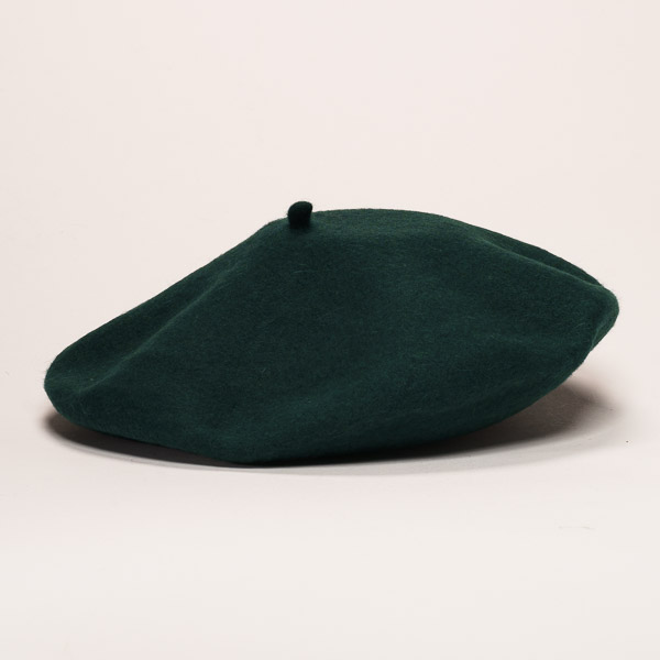 Forest Green Wool Felt French Beret 