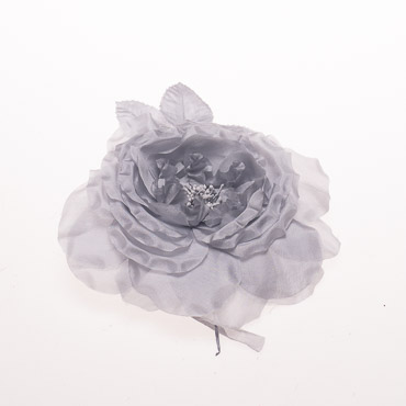 Fiore Di Velluto Nero Con Petali A Frange 4 1/2" – Rose Millinery Con Foglie – G96