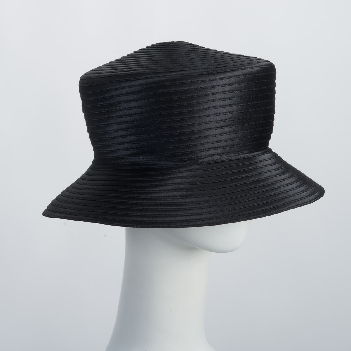 Black Satin Braid Bucket Untrimmed Hat Base Adjustable Sweatband