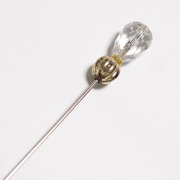 A4046-SV 5'' Ivory Pearl Silver Tone Corrugated Beads Hat Pin