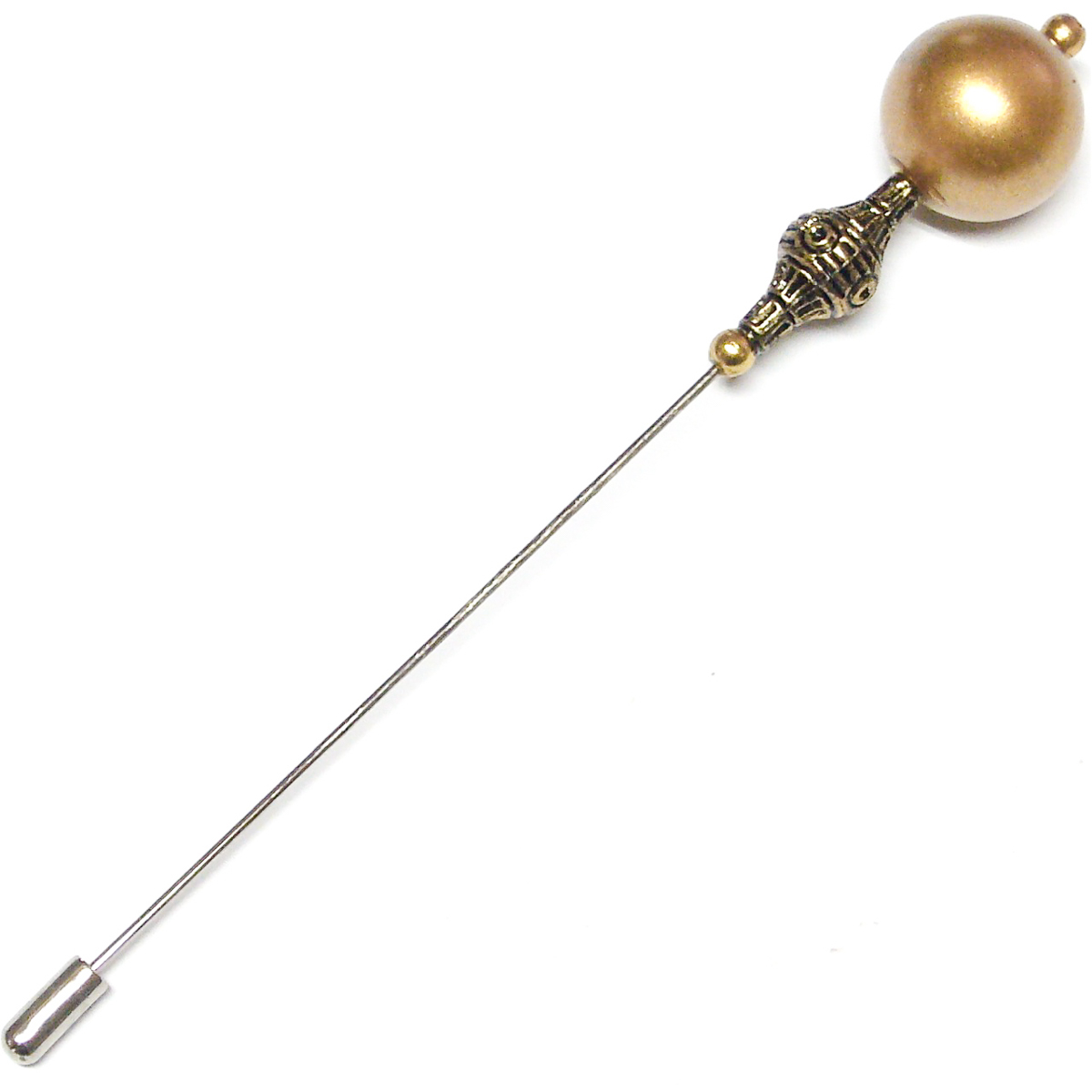 A4044-DZ 5'' Antique Gold Faux Pearl Bead Antique Hat Pin | Dozen