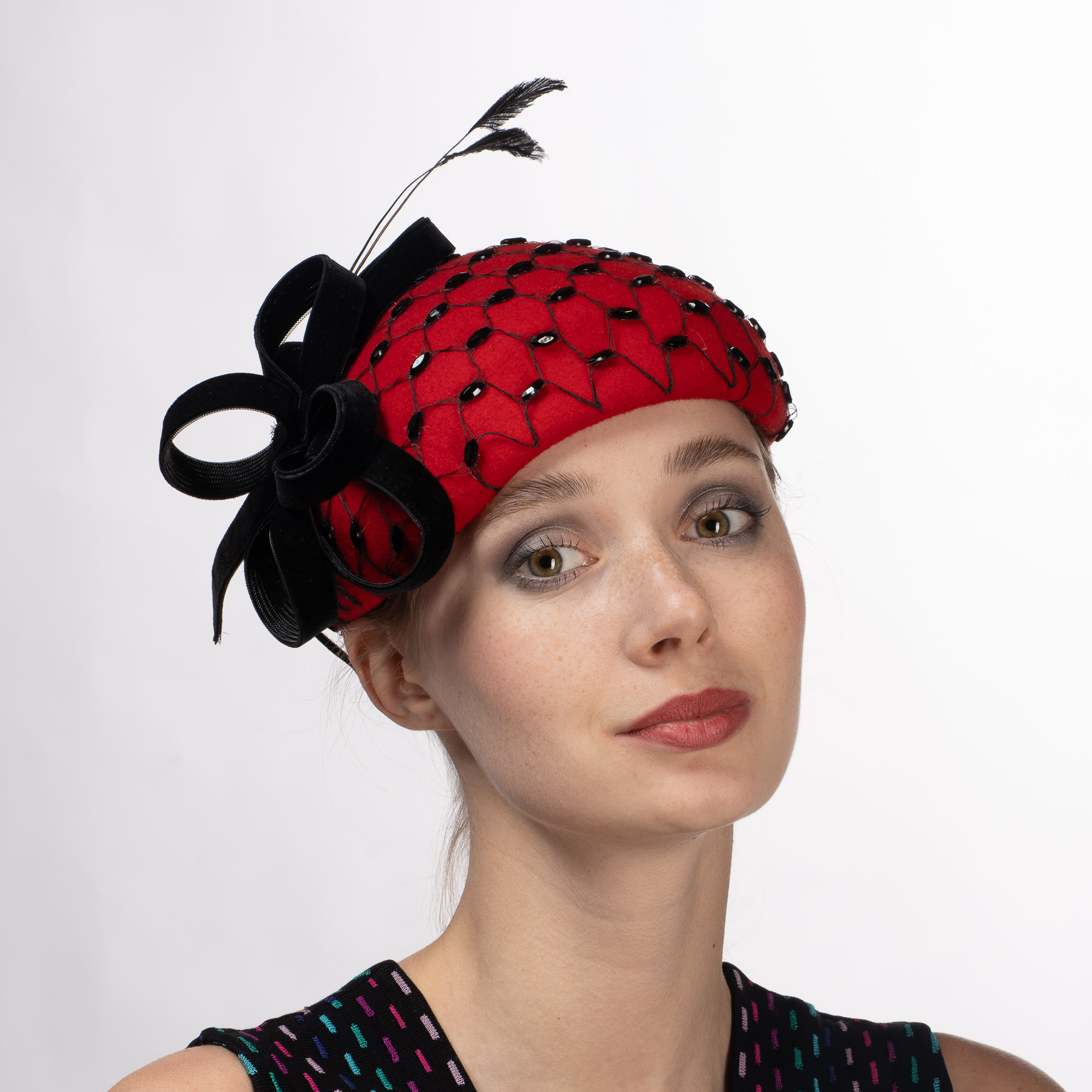 Wool Felt Veil Pillbox Cocktail Hats-AJ585F- Sun Yorkos 