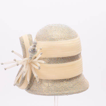 Beige Straw Cloche Hat with Rhinestone Trim Rhinestone Cloche - Etsy main image 4