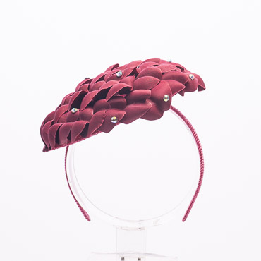 Fuchsia Flower Petals Covered Sinamay Base Headband Fascinator