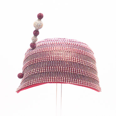 Fuchsia Beaded Multicolor Dome Hat With Hat Pin
