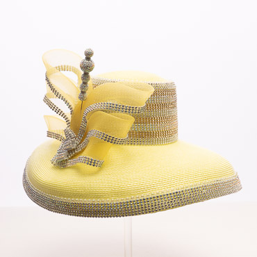 Radiant Couture Statement Hat With Rhinestone And Sculpted Elegance
