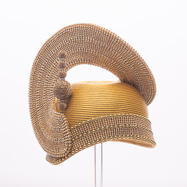 Gold Rhinestone Spiral Crown Statement Hat With Embellished Base