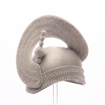 Silver Rhinestone Spiral Crown Statement Hat With Embellished Base