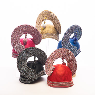 Rhinestone Spiral Crown Statement Hat With Embellished Base
