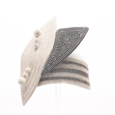 Beaded Geometric Fascinator With Layered Brim