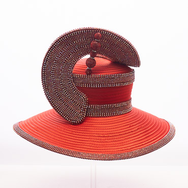 Beaded Sculptural Wide Brim Statement Hat