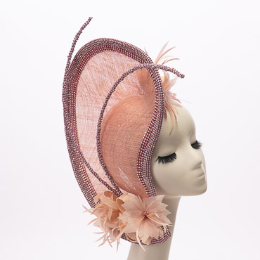 Elegant Sinamay Fascinator Hat With Beaded Edge And Floral Accents