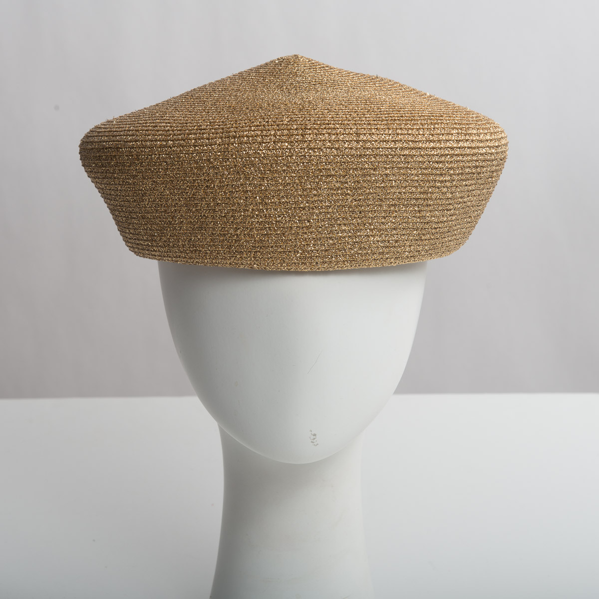 Red Blocked Untrimmed Poly Straw Pillbox Hat Base