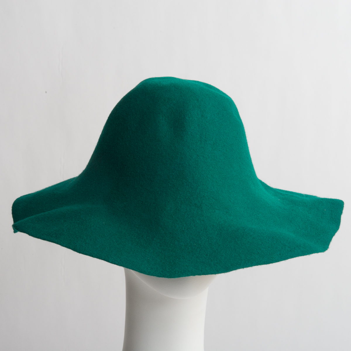 3'' Brim Un-Blocked Green Felt Hat Blank Body