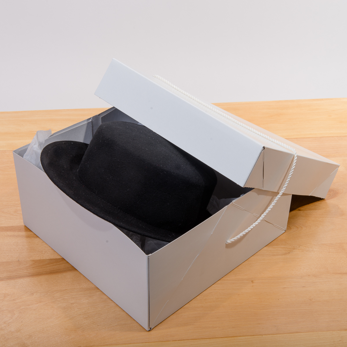White 14 inches-14 inches-7 inches Paper Square Hat Box-HB5183-14S