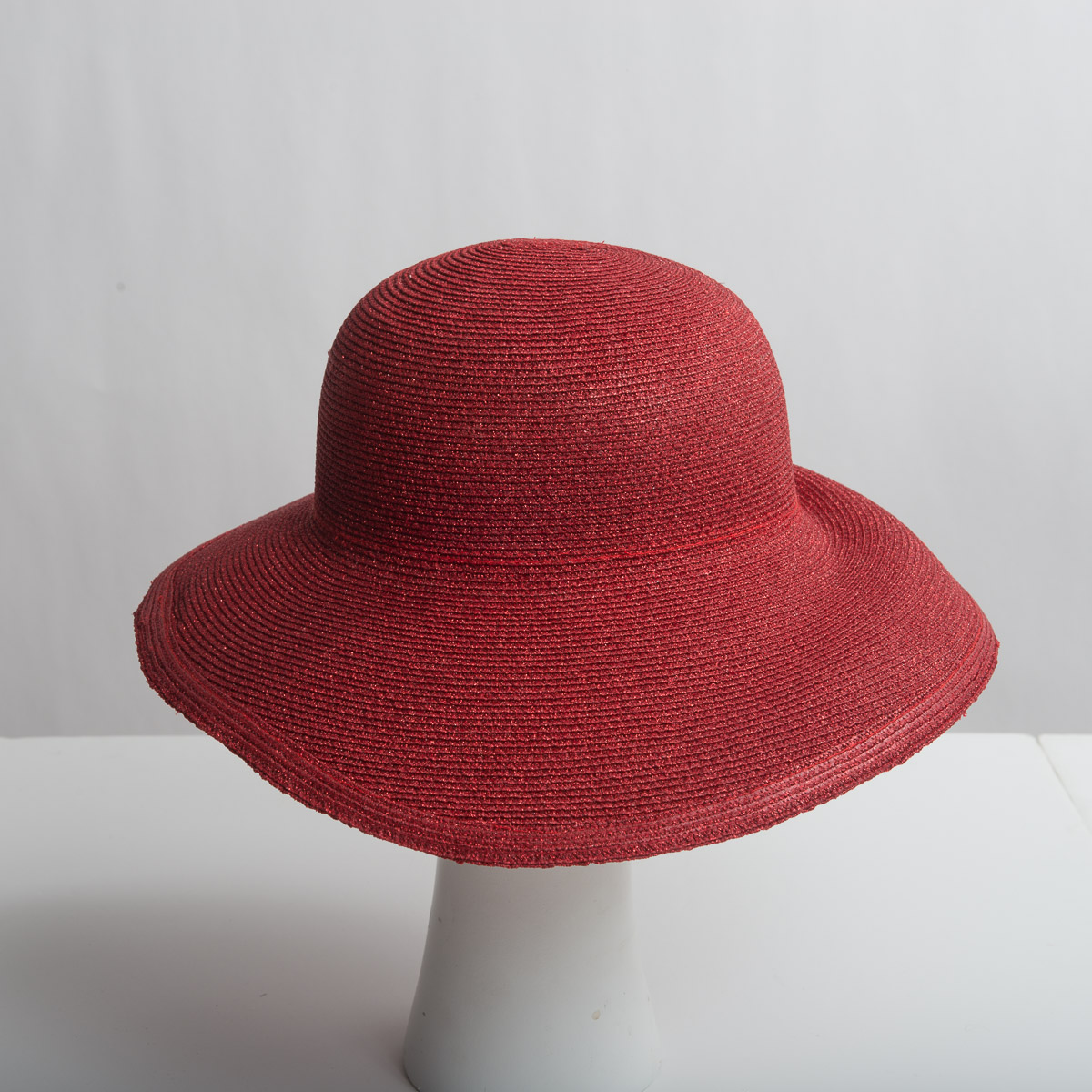 Red Clay Extra Wide Brim Fine Crinoline Large Bow Hats-AJ568S-REDCLAY- Sun  Yorkos