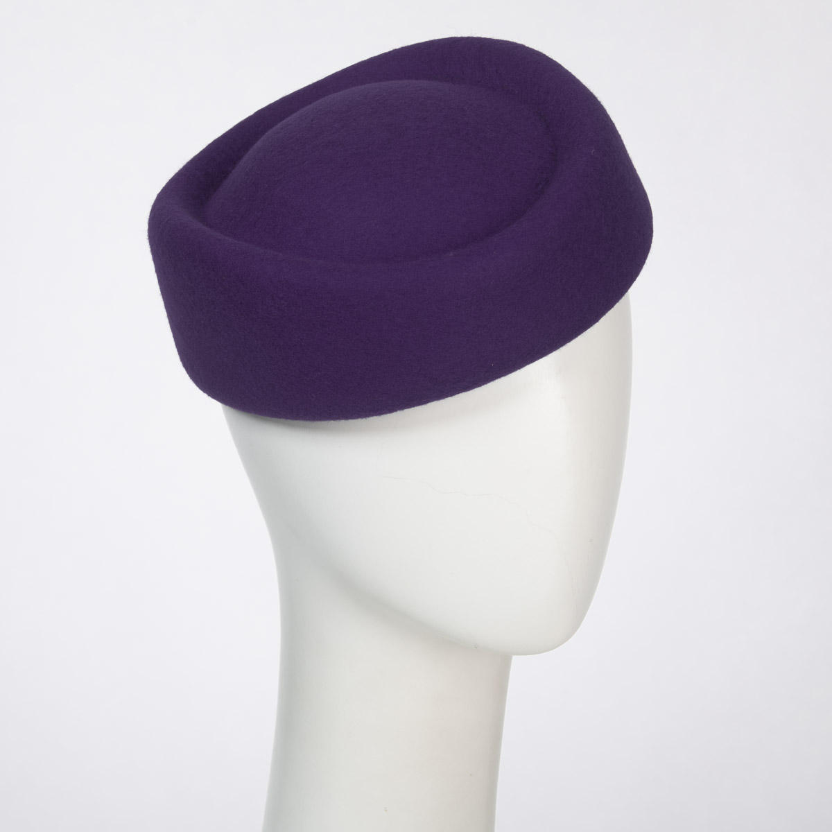 Purple Oval Telescope Pillbox Felt Plain Hats-W0106A-PURPLE