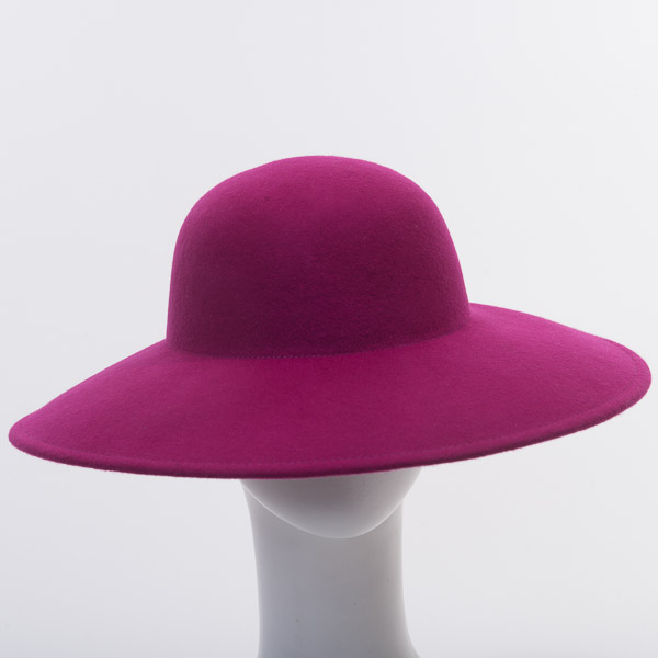 Fuchsia Round Crown Felt Plain Hats-W0116A-FUCHSIA- Sun Yorkos Zoria