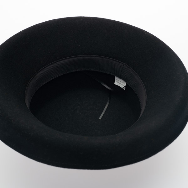Black Kettle Brim Dome Shape Felt Plain Hats - Sun Yorkos