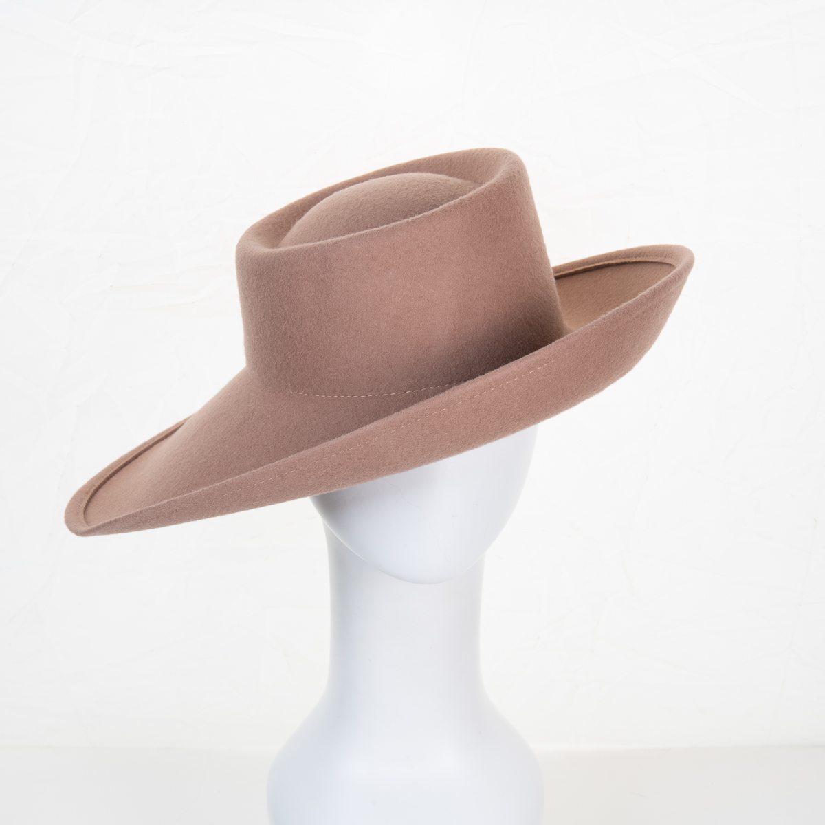 Side Rolled Brim Telescope Felt Plain Hats-W0140-Sun Yorkos | Zoria
