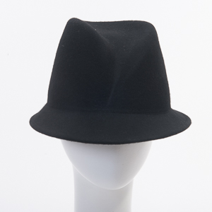 Black Fancy Fedora Felt Plain Hats 