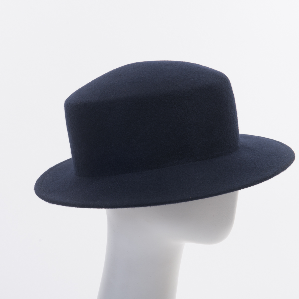 Black Wide Brim Round Crown Felt Plain Hats-W0139A-BLACK- Sun