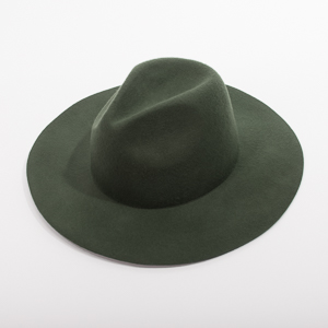 Custom 100% Wool Wide Brim Felt Hat Green with Gold Accents Durable Wide Brim Outback Hat - The Punter – Agnoulita Hats main image 3