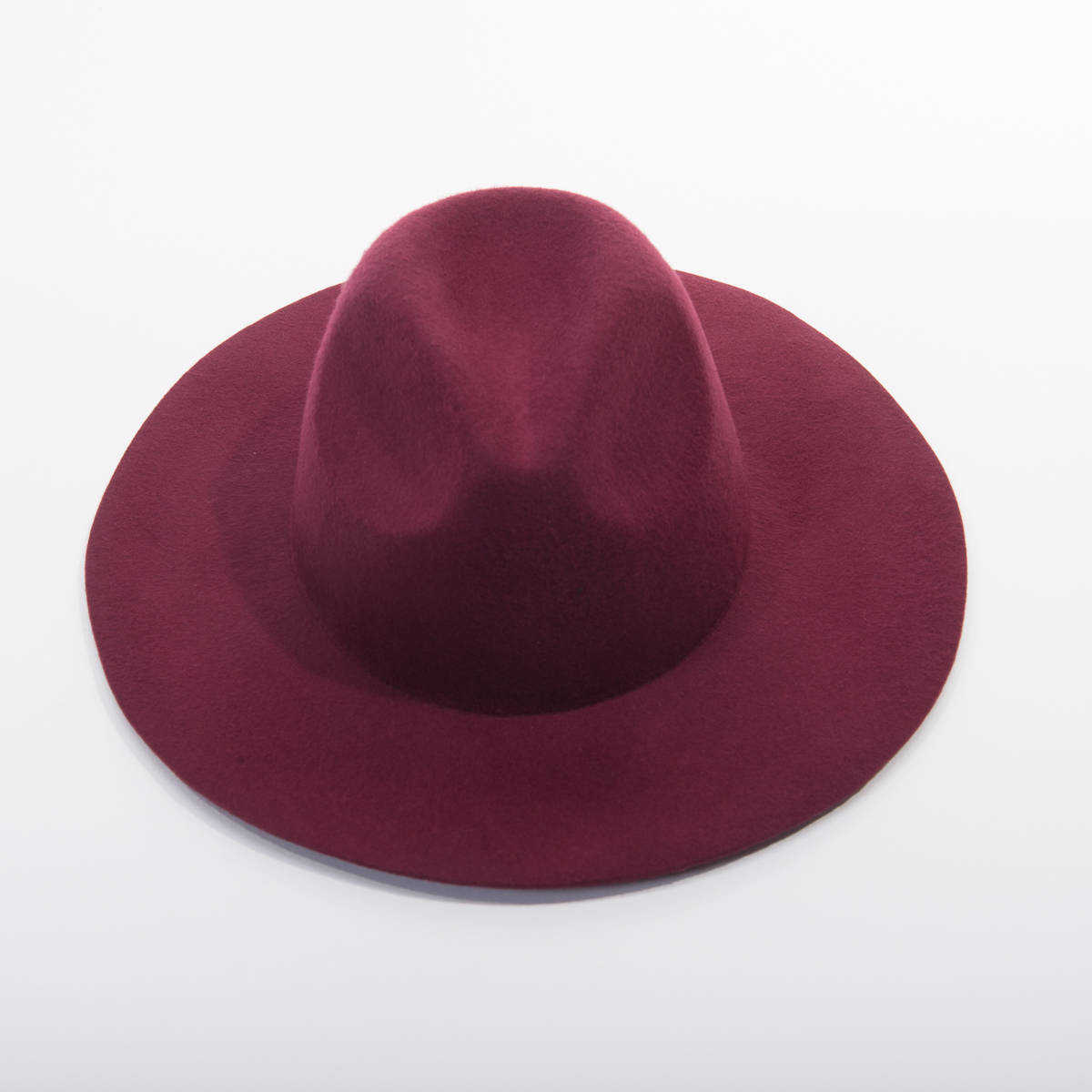 Wine Wide Brim Fedora Felt Plain Hats 