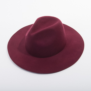 Wine Wide Brim Fedora Felt Plain Hats 