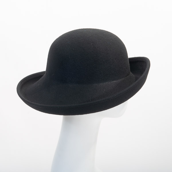 Black Round Crown Roll Up Wool Felt 