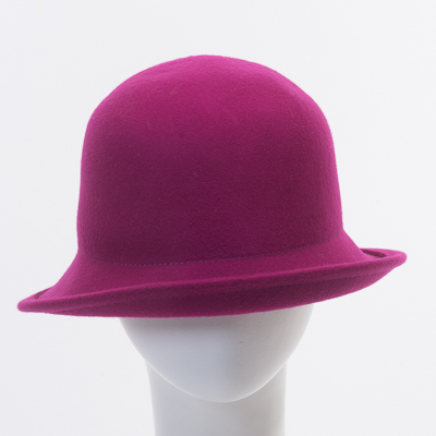 FUCHSIA Off Face Cloche Felt Plain Hats-W6015A-FUCHSIA- Sun  display picture 2