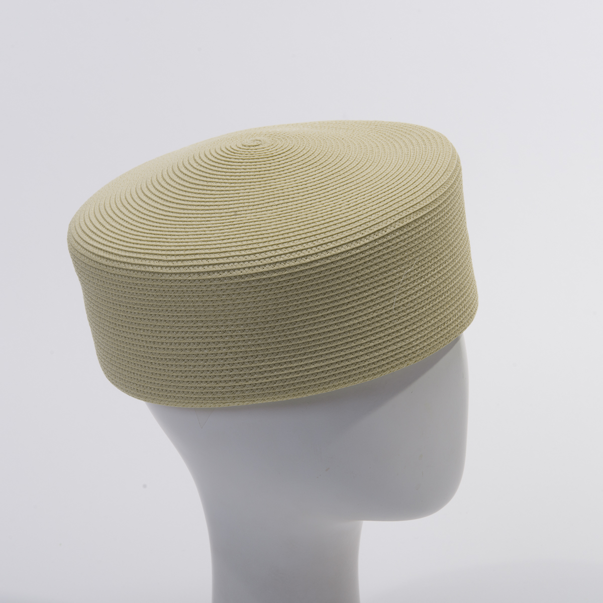 Red Square Blocked Untrimmed Matt Poly Straw Pillbox Hat Base